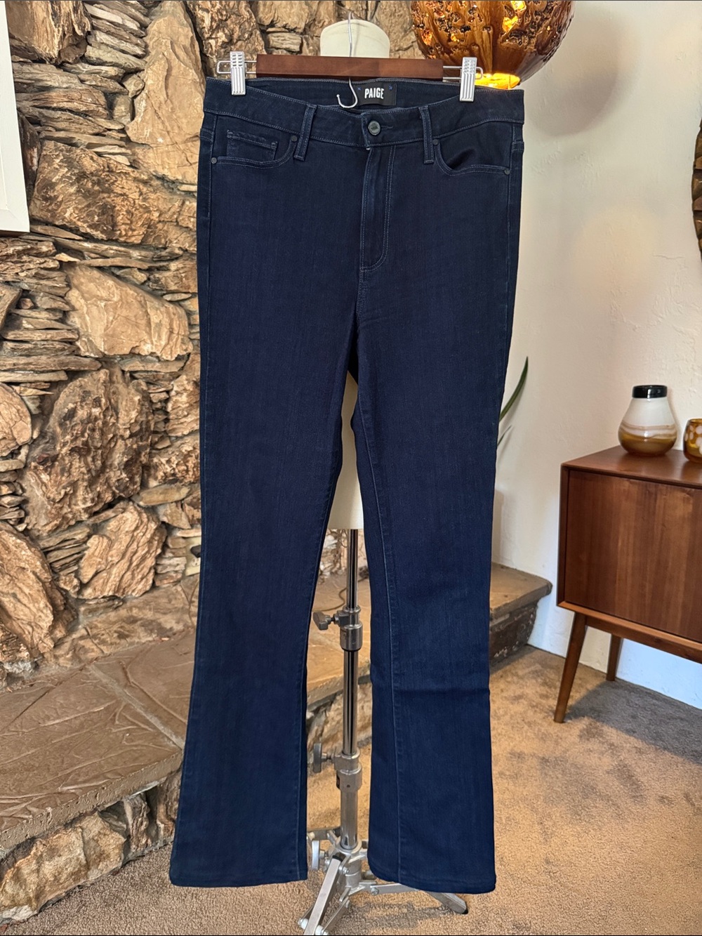 PAIGE Dark Navy Flare Jeans - Tall